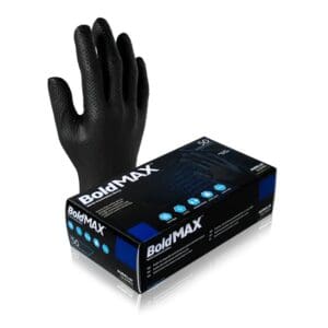 Introducing BoldMAX™. Perfect for demanding application in commercial, automotive and hazardous medical fields, our most heavy-duty nitrile gloves feature patented MAX GRIP "goosebumps" for a heavily textured finish that offers ultimate grip. Notably thicker than our Bold™ style, MAX gloves bring superior tensile strength and are chemo and fentanyl-rated, putting industrial strength and medical-grade protection in your hands.